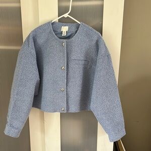 H&M Blue Teddy Jacket Modern Minimalist Design
